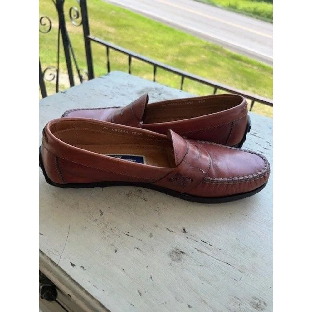 Bragano Men's Driving Penny Loafers Brown Leather Size 10.5M Made in Italy